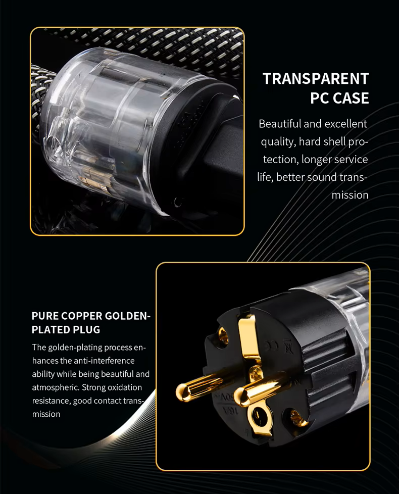 HiFi-FUSION 220V HiFi Power Cable – OFC – 1m – EU Series