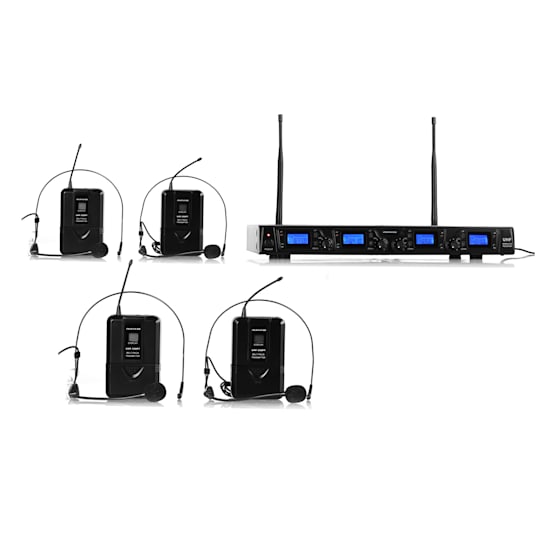 Auna | UHF-550 4 Quartett3 - Draadloze microfoonset | 4 x hoofdtelefoon