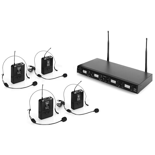 Auna | UHF-550 4 Quartett3 - Wireless Microphone Set | 4 x Headset