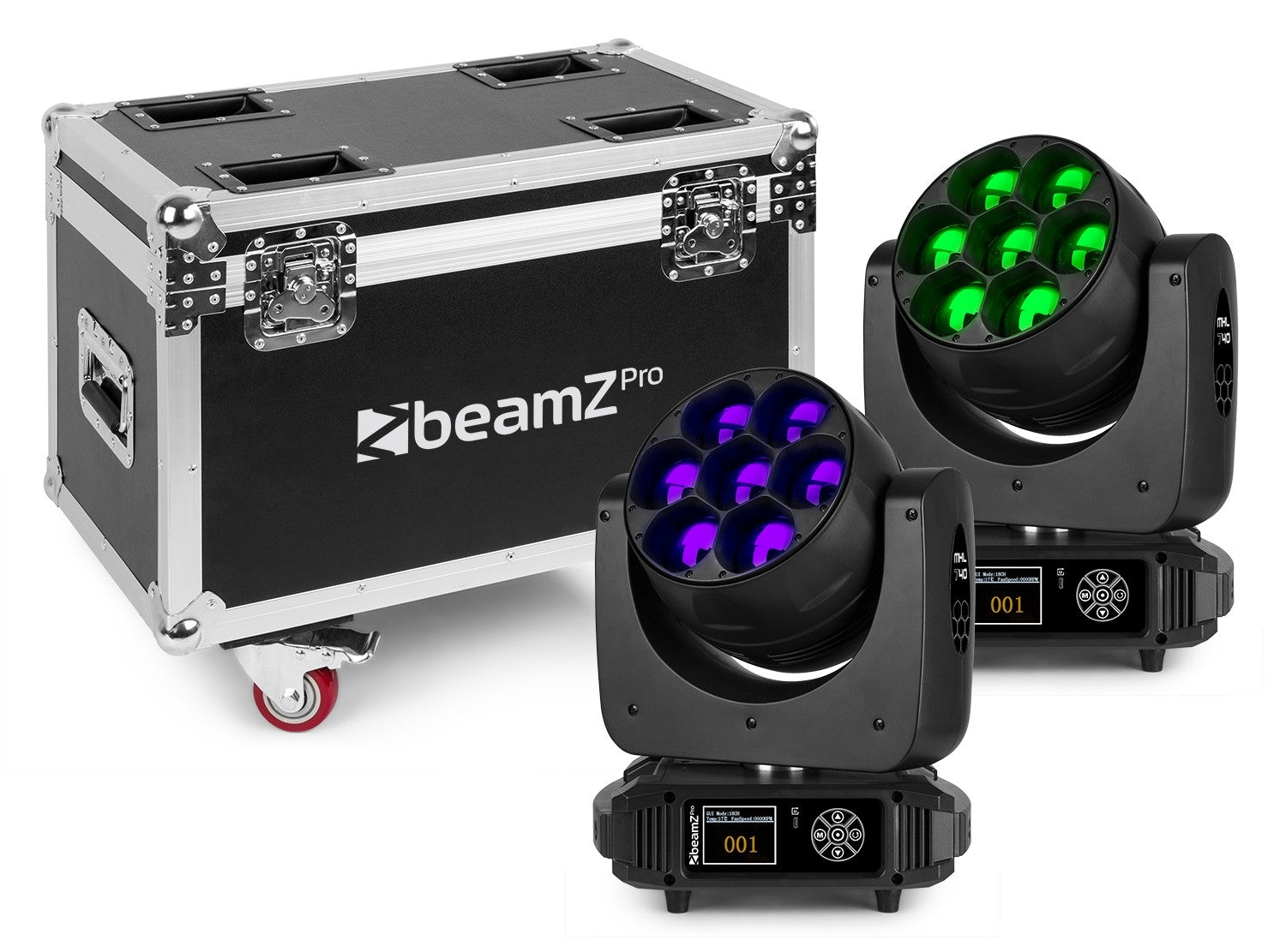 Beamz PRO | MHL740 LED MOVING HEAD ZOOM 7X40W 2 PIECES IN FLIGHTCASE