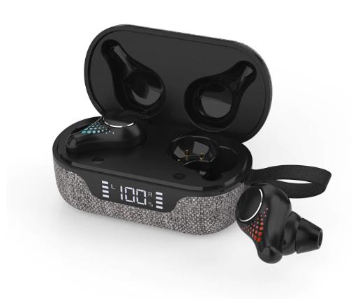 Bluetooth 5.0-oordopjes | Ingebouwde microfoon | Grijs - Zwart | Oplaadindicatie | Tws.Min